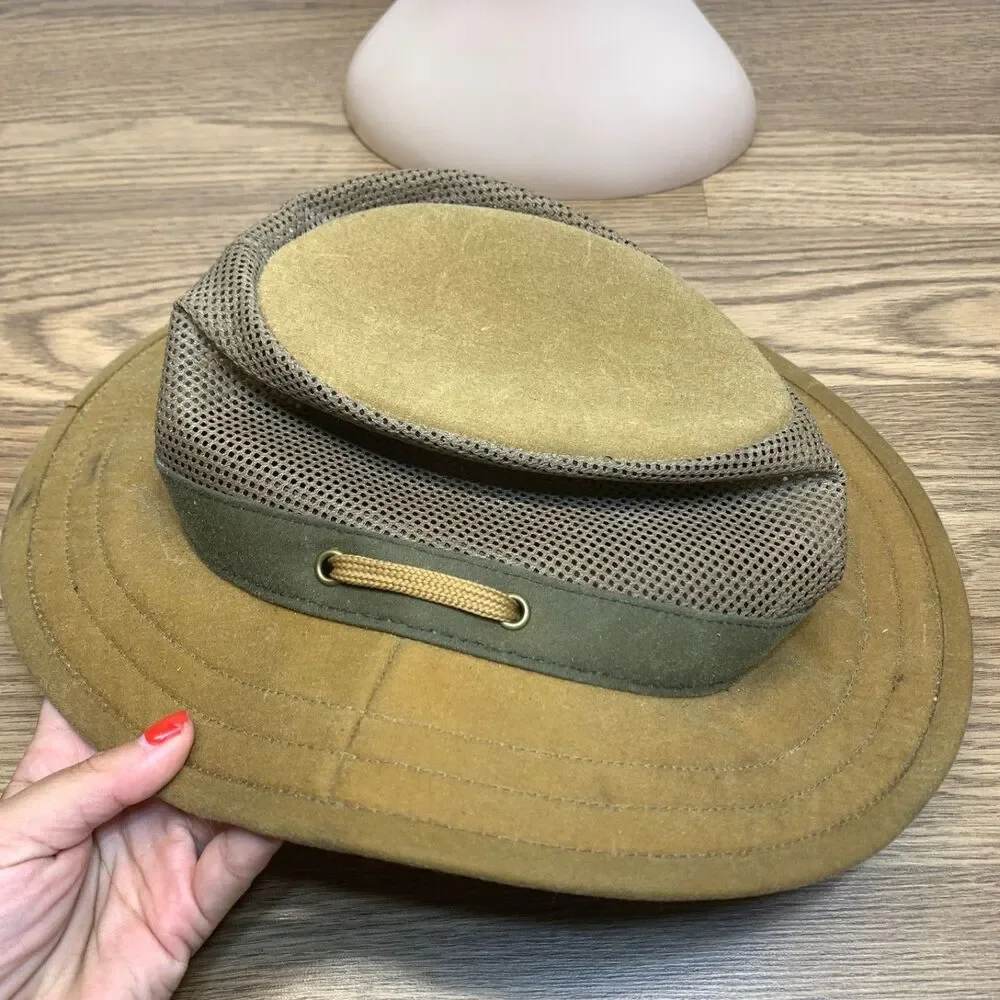 Original Outback Oilskin Brown Hat Willis Mesh Koala Pouch Vent - Picture 8 of 11